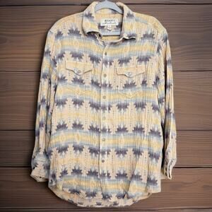 Ryan Michael Aztec western pearl snap shirt LARGE cowboy ranch rodeo